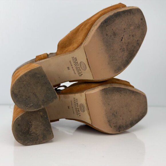 FRED DE LA BRETONNIÈRE Boho 70’s Tan Suede Tassel Platform Sandals sz 36 - Picture 13 of 15